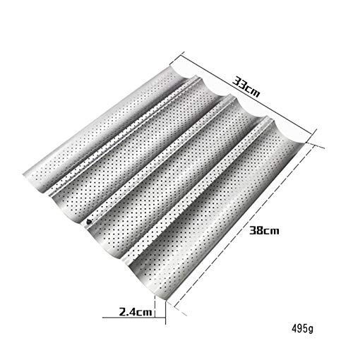 DUDDP Cocina Molde Baguette Pan Pan Molde de Horno Antiadherente del Molde Pan panes Hornear Pan Tostado Perforado Cocinar Bakers Moldeo por 4 Hornear Pan francés 2 Piezas