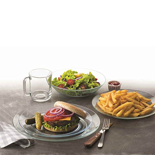 Duralex LYS - Juego de Platos Llanos para Postre - Cristal Templado Resistente al Calor - 19 cm - Pack de 12