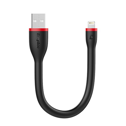 EasyAcc Cable iPhone [Certificado MFi C94] 0.5 Pies Duradero Cable de Carga iPhone Lightning USB Compatible con iPhone 11, XS MAX XS XR,X 8/8 Plus,7/7plus,6s/6sPlus, 5s/5, iPad-Negro