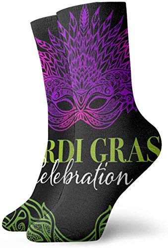 Elsaone Mardi Gras Buffet Funny Crew Socks Calcetines deportivos antideslizantes para barcos 30cm