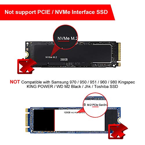 ELUTENG M2 to USB 3.0 NGFF M.2 Carcasa Adapter UASP SATA III Aluminio M.2 Caja Soporte Todos B y B + M Key (Clave) NGFF SSD Enclosure M2 SATA Adaptador con Cable USB 3.0, Not Support NVME (Negro)