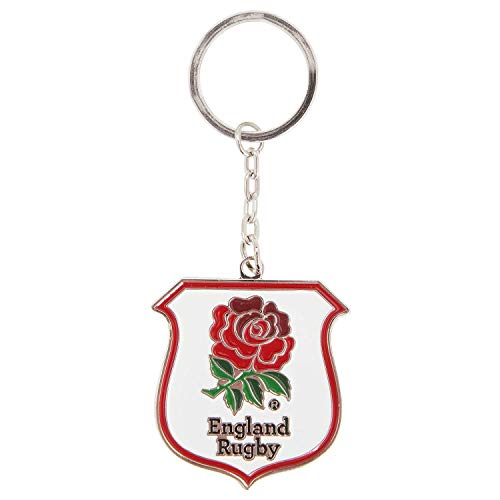 ENGLAND R.F.U. Selección Inglesa RFU Rugby - Llavero con escudo (Modelo Único) (Blanco/Rojo)