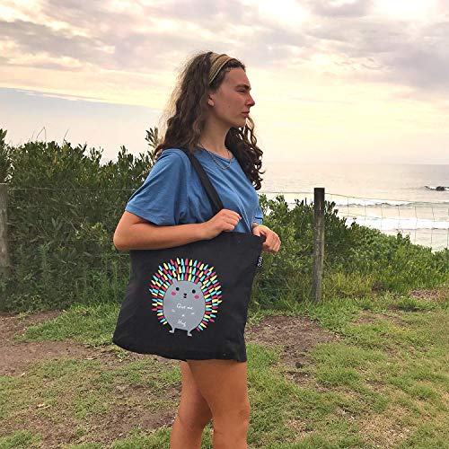 Eono bolsa grande la lona de algodón de comestibles bolsas reutilizables eco-friendly bolsa de la compra para las mujeres - impreso - me abraza porcupine