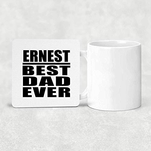 Ernest Best Dad Ever - Drink Coaster Posavasos para Bebidas, de Corcho - Regalo para Cumpleaños, Aniversario, Día de Navidad o Día de Acción de Gracias