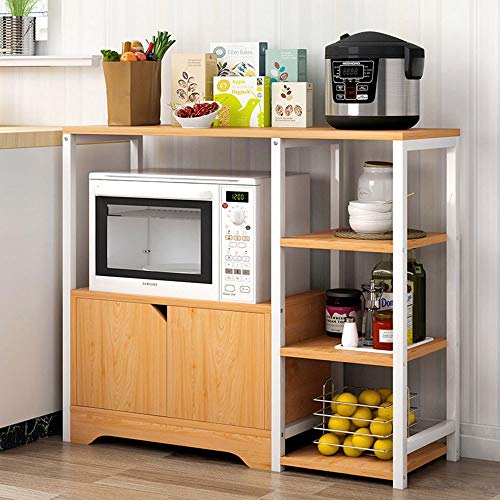 Estante de cocina Baker Estante de la cocina del panadero de la vendimia Storage Utility Shelf Microondas Soporte con gabinete y 3-Tier Estantes 3 colores for la cocina Estante de almacenamiento de ut