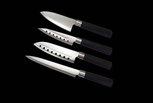 Eteletienda Juego de 4 Cuchillos Profesionales de Estilo japonés para Uso doméstico. Set de Cuchillos Santoku