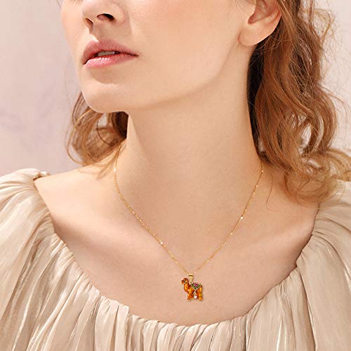 Ever Faith - Collar con Colgante de Camello con diseño de Barco del Desierto, Esmalte de Cristal, Color marrón y Dorado