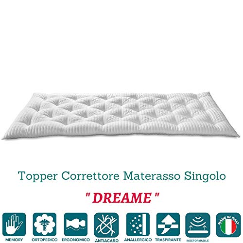 EvergreenWeb – Futón colchón individual, acolchada tela ergonómico y Avvolgente, excelente como cama Salvaspazio, o como práctico Topper colchón. Apto a todos los usos. COL. Blanco – pillowt