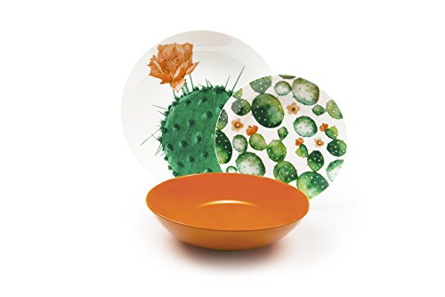 Excelsa Color Cactus - Vajilla de 18 piezas, porcelana y cerámica, multicolor, unidad