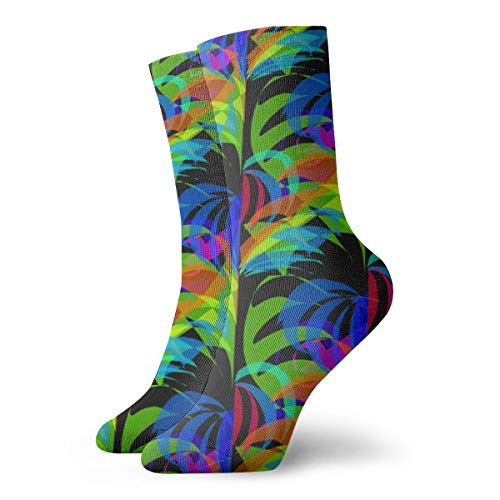 Fabulous_Woo Windblown Palm Leaves Calcetines de balanza extragrande, deportivos, para correr, deportes, calcetines de fútbol, para hombres y mujeres, 30 cm