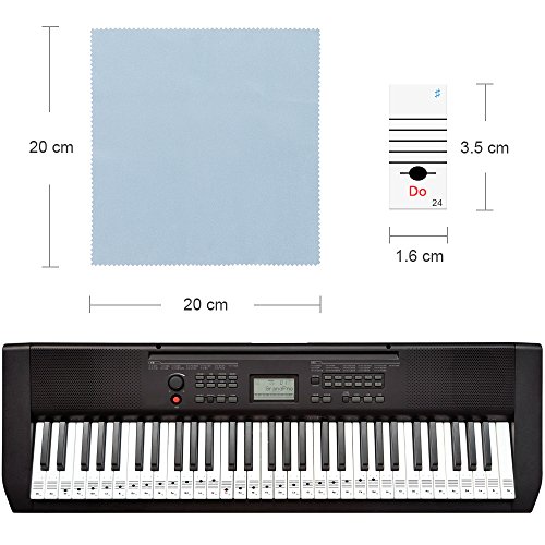 Faburo 2pcs Pegatinas Para Notas musicales transparentes Etiquetas Engomadas Para Teclado de piano 54,61,88 y 2pcs Trapos de piano