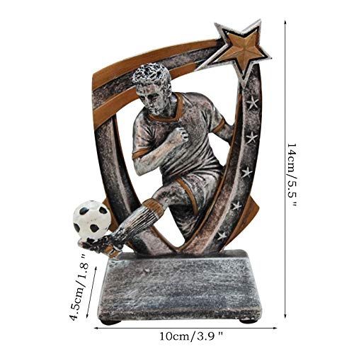 FAE&MGJ Escultura Resina Plata Jugador de fútbol Creativo Trofeo Ornamento Deportes Fútbol Hombre Estatua Miniatura Decoración del hogar