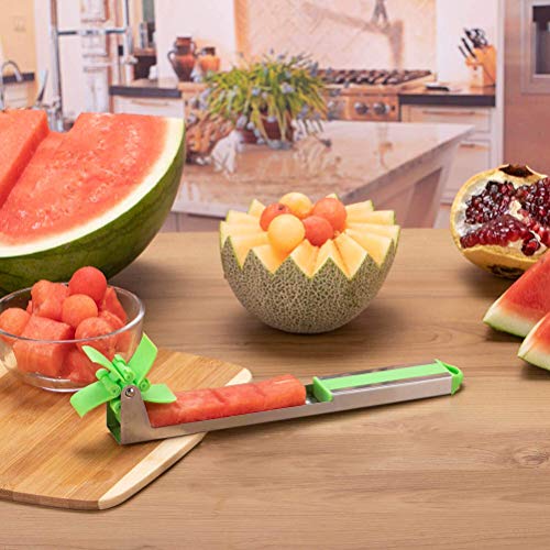 Fangteke Cortador de Sandía, Sandía Slicer de Acero Inoxidable,Molino de Viento Cocina Rebanador Cuchillo de Fruta para Cortar Sandía Melón