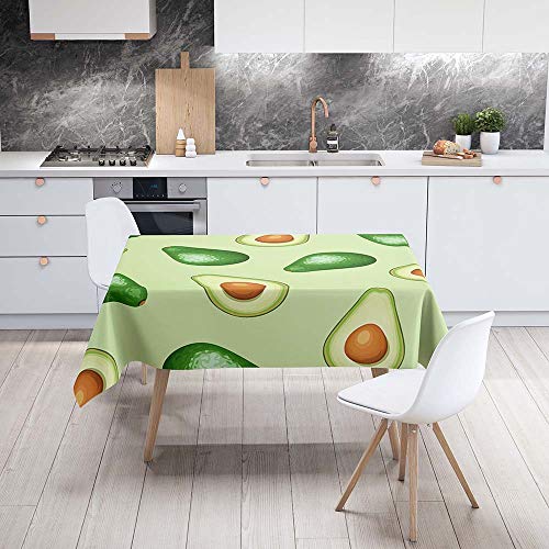 Fansu Manteles de Mesa Rectangular para Decorar, Impermeable Antimanchas Comedor Cuadrada Fruta Tropical de Impresión Manteles para Cocina/Cena/Picnic Decoración (90x90cm,Verde Aguacate)