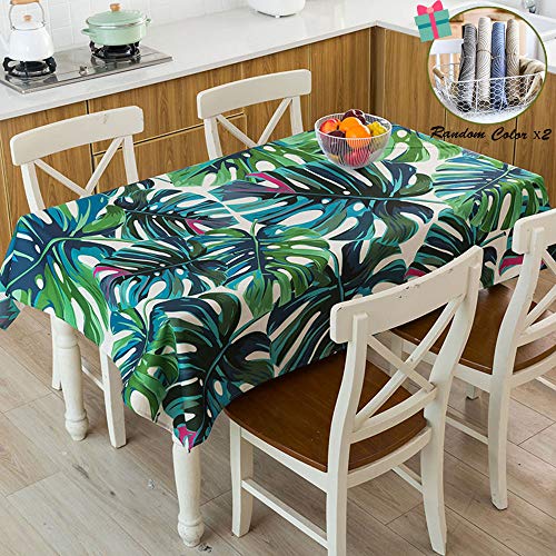 Fansu Rectangular Mantel para Mesa,Antimanchas Impermeable Lavable Plantas Verdes nórdicas Mantel - Adecuado para Decorar Cocina Comedor Salón Restaurante (90x90cm,Monstera A)