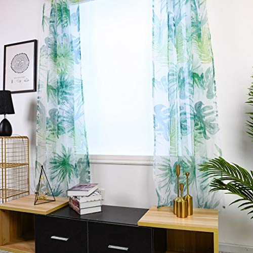 FBGood - Cortinas de Visillo con Hoja de Palma para detección de Ventanas Elegante decoración de Ventana para salón, balcón o Dormitorio