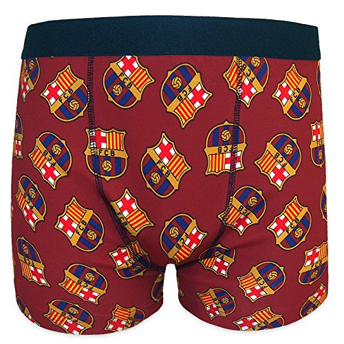 FC Barcelona - Calzoncillos oficiales de estilo bóxer - Para hombre - Con el escudo del club - Rojo - Medium