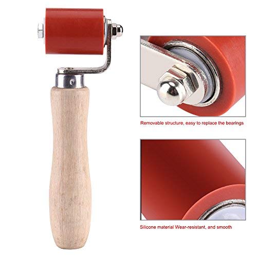 Fdit 1pc 40mm Rodillo Presionador Manual Resistente a Alta Temperatura Rodillo de Presión de Silicona PVC Soldadura Herramienta de Instalación (Rojo)