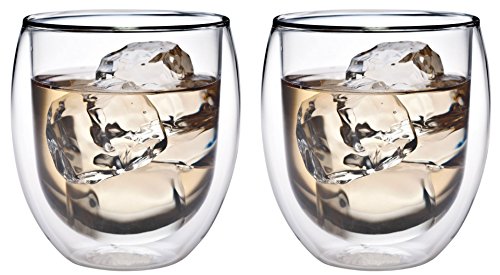 Feelino Acción: 2 Vasos de 320 ml con Pared Doble de Vidrio térmico y Efecto Flotante, para Capuchino, café, té, refrescos, postres o Helado, 32R