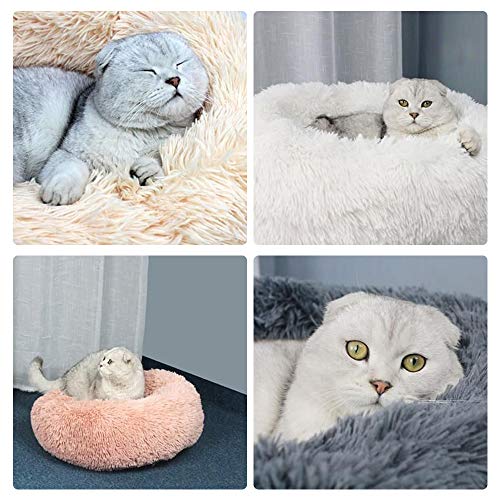 Festnight Cama Perro Gato Grande Pequeño Cama Mascota Redonda Felpa Sofa Suave Cachorro Animales Domésticos Invierno, Cómoda y Lavable, X/S/L/XL, Rosa/Blanco/Gris Claro/Gris Oscuro/Rojo/Marrón Claro