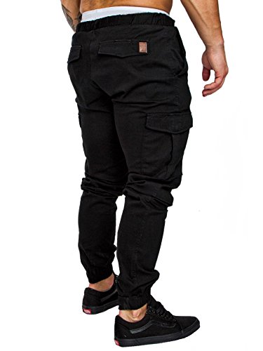 FGFD Pantalones de Hombre Jogger Deportivos Pantalón Cargo Casuales Chino de Algodón Pants Sueltos Ocasionales (Negro, XXL)