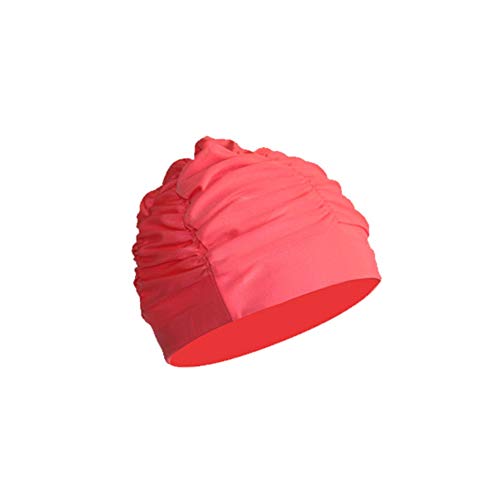 fletion para hombre mujer unisex – Gorro de natación (plisada Natación para Pelo Largo caliente fuentes rosa rosa