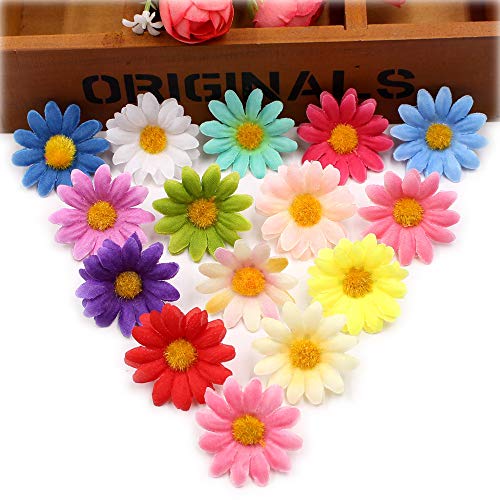 Flores Artificiales Pequeñas Flores Artificiales Decoración Centro Flores Artificiales Cabeza De Girasol Decoración De La Boda DIY Craft Flores De Seda Flor De Navidad Artificial 100pcs 4cm (colorido)