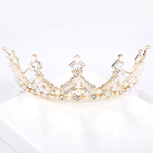 FlYHIGH Crystal Bride Crown Queen Princess Boda Tiara Oro Plata Cabello Joyas Mujeres