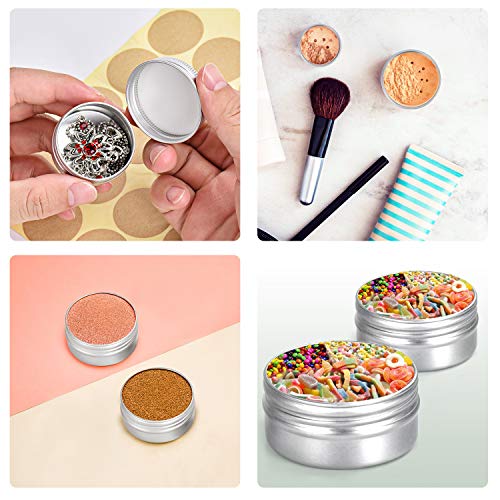 FORMIZON 24 Tarros de Aluminio Vacío, 20 ml Latas de Aluminio Vacías con Etiquetas y Mini Espátula, Tarros Cosmetica, Tarros Aluminio Vacíos para Crema Loción Bálsamo Jabón Maquillaje