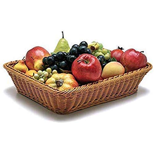 Fransande Cesta Rectangular para Mesa o Mostrador para Cestas de Mimbre para Pan, Frutas y Verduras para Mercados, Spas, Salones, PanaderíAs y Boutiques