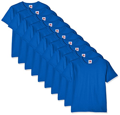 Fruit of the Loom Kids 10 Pack T-Shirt Camiseta, Azul (Royal Blue), 12-13 Años (Pack de 10) para Niños