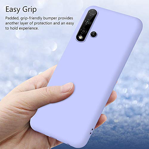 Funda para Huawei Nova 5T / Huawei Honor 20 + Protector de Pantalla de Vidrio Templado, Carcasa Ultra Fino Suave Flexible Silicona Colores del Caramelo Protectora Caso Anti-rasguños Case Morado Claro