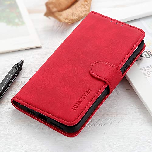 Funda para LG Velvet, Funda Móvil LG Velvet, Estuche con Billetera Plegable, Magnético Carcasa para LG Velvet, Rojo