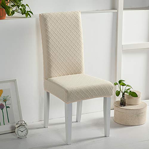 Fundas para Sillas de Comedor 4 Piezas, Jacquard Sillas Asiento Elasticas Cubresillas Lavable Extraíble Muy fácil de Limpiar Duradera, Boda Moderna, Hotel, Decor Restaurante