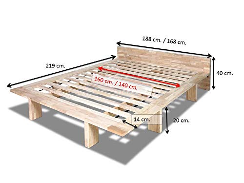 Futon On Line Cama Milano, Natural, 140 x 200 cm.