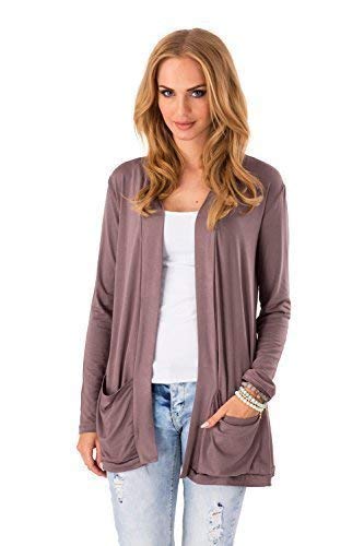 FUTURO FASHION - Cárdigan Holgado Tipo Blazer - para Mujer - Manga Larga y Bolsillos - 8546 - Capuchino - 46 (XXXL)