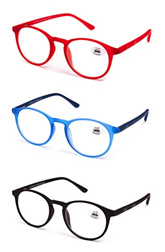 Gafas de Lectura Vista Cansada Presbicia, Graduadas Dioptrías，Gafas de Hombre y Mujer Unisex con Montura de Pasta, Bisagras de Resorte, Para Leer, Ver de Cerca. Pack de 3(+100 Pack de 3)