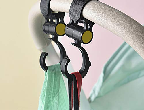 Ganchos Carrito Bebe, ganchos colgador universal para cochecitos de bebé,bolso o cambiador en el manillar de la Sillita, Cochecito o Silla de Ruedas. Pack de 2. Ajuste Universal, color negro