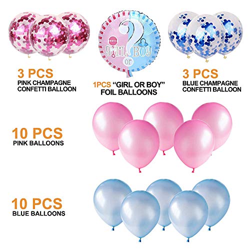 Gender Reveal Party, 64 Sexo Revelan Decoraciones De Fiesta para Baby Shower Fiesta De Cumpleaños - Incluye Pancartas y Sets De Globos, Disfraces para Vestir (Negro)