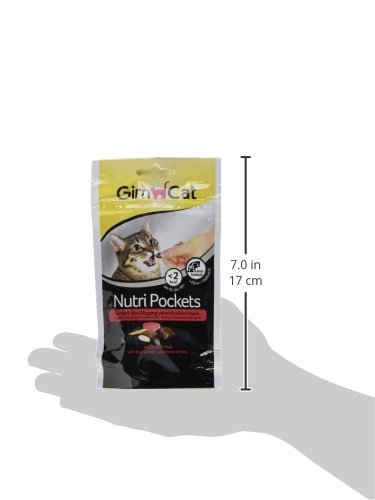 GimCat Nutri Pockets - Nutri Pockets de Vacuno y Malva crujientes con Relleno cremoso e Ingredientes funcionales, 1 Bolsa (1 x 60 g)