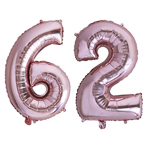 Globo numero 26 o 62 Oro Rosa. Globos Foil Gigante números 2 6 fiestas cumpleaños decoración fiesta aniversario boda tamaño grande 70 cm con accesorio para inflar aire o helio (26/62 Oro Rosa)