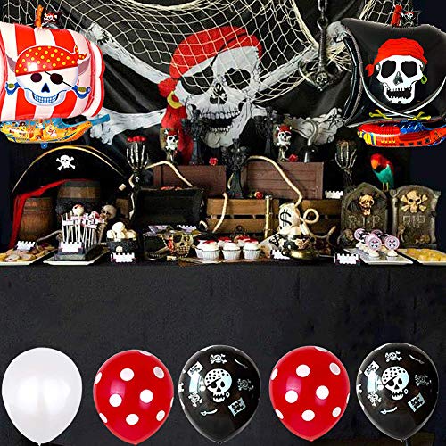 Globo Pirata, FANDE 30 Piezas Decoraciones de Fiesta de Cumpleaños Pirata, Globos de Aluminio Globos Rojos y Negros Artículos de Fiesta Pirata para Decoración de Fiesta de Cumpleaños Infantil