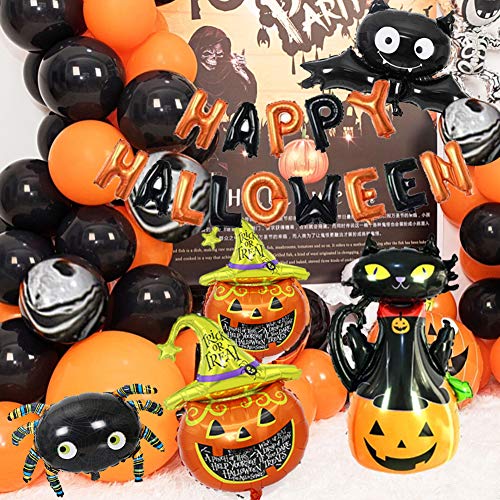 Globos de Decoración de Halloween,Kit de arco de guirnalda de globos de Halloween,decoración de fiesta incluye arcos de globos grandes para decoración de Halloween,calabazas y muchos más