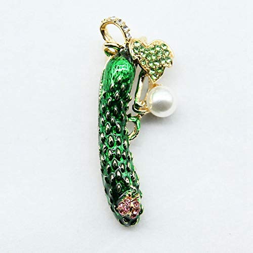 Gquan Broche de los hombres Broches para ropa mujer Aceite de aleación de perlas broche gota de esmalte verde pepino mariquita broche juego accesorio-ramillete