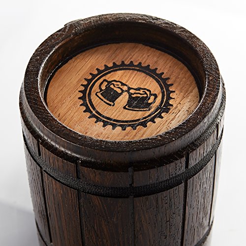 Gran Jarra de Cerveza de Madera – Roble – Confección Artesana con Materiales de Calidad – Revestida con Metal – Resistente – Robusta – Duradera