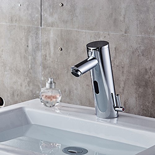 Grifo de Sensor, Cromado, Sensor de Infrarrojos Grifo automático Inducción baño Grifo Agua Ahorrar waschtisha rmatur para Agua fría y Caliente, Mezclador de Lavabo para baño