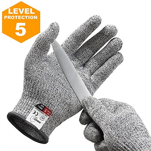 Guantes anticortes Mamjack® - Protección Nivel 5 de Alto Rendimiento, Aptos para Uso alimentario, certificación EN 388, 1 par (Small)