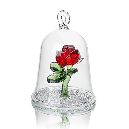 H y D cristal bola de flores de rosas figura adorno de sueños en una cúpula de cristal regalos para ella