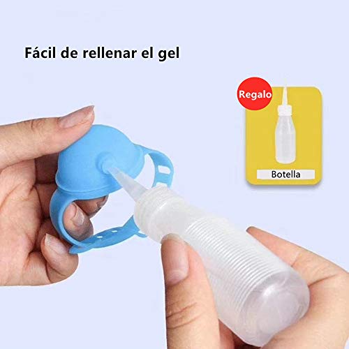 Haioo 2 Piezas de Pulseras Dispensadoras de Gel Desinfectante de Manos con Botella para Recargar + 1 Caja de Mascarilla Fabricado en España, Distintos Colores para Niños y Adultos (Color 2)