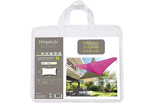 HESPERIDE Toldo Vela Parasol Rectangular 2 x 3 m, en Tela Impermeable - Color Blanco